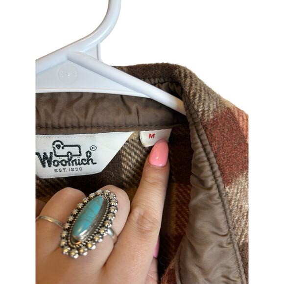 Vintage Woolrich Men’s Wool 70s Plaid Rust Shacket Size Medium - Picture 3 of 4